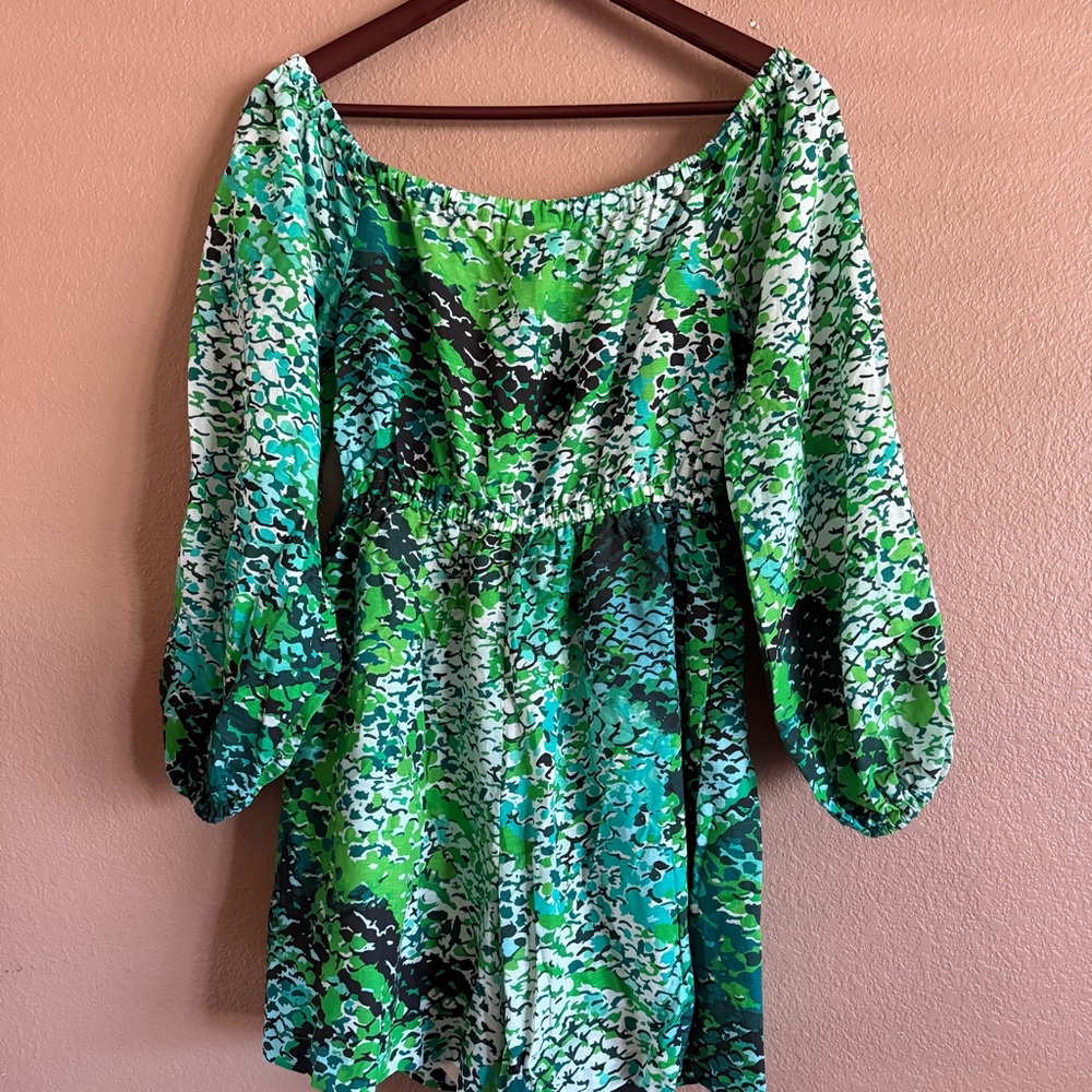 Anthropologie Plenty Green Python Print Romper wi… - image 8